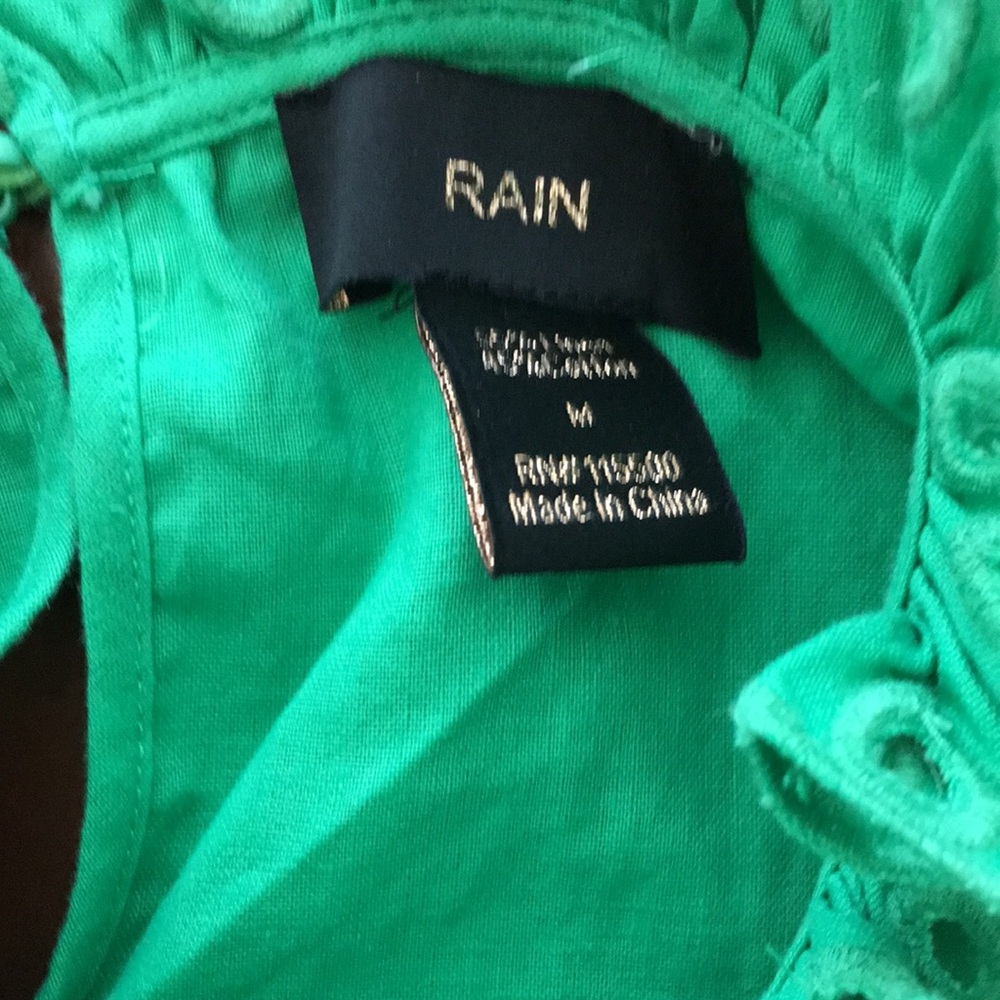 NWOT Anthropologie Kelly green embroidered broderie cotton linen ruffle top M - Picture 3 of 11